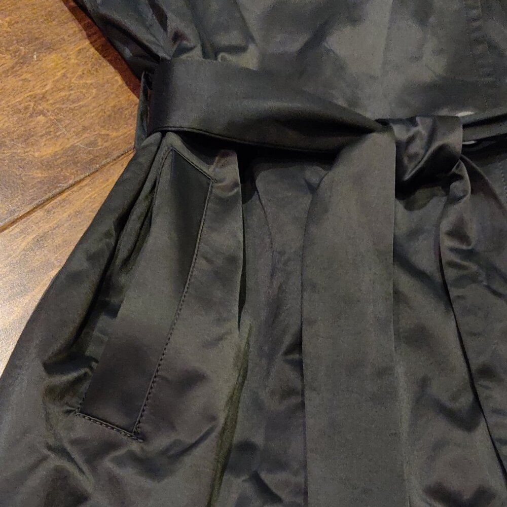 Eileen Fisher Black Belted Double Breasted Trench Coat SIZE MEDIUM - Picture 6 of 10